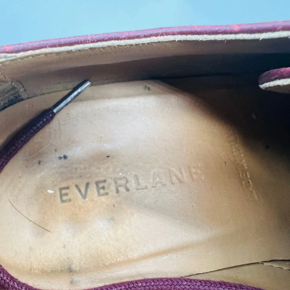 Everlane Shoes Womens 9.5 Red Leather Modern Oxford Lace Up Flats Almond Toe